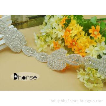 Handmade Clear Stone Decorative Crystal Bridal Trim For Wed